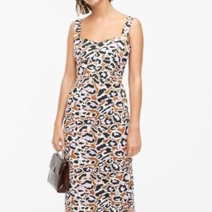 JCREW Pink Brown Orchid Animal Print Leopard Faille Stretch Sheath Dress XS US 0